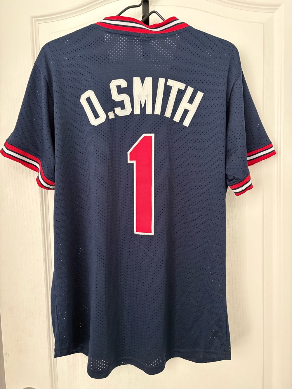 “The Wizard” Ozzie Smith Navy Jersey with Red No. 1